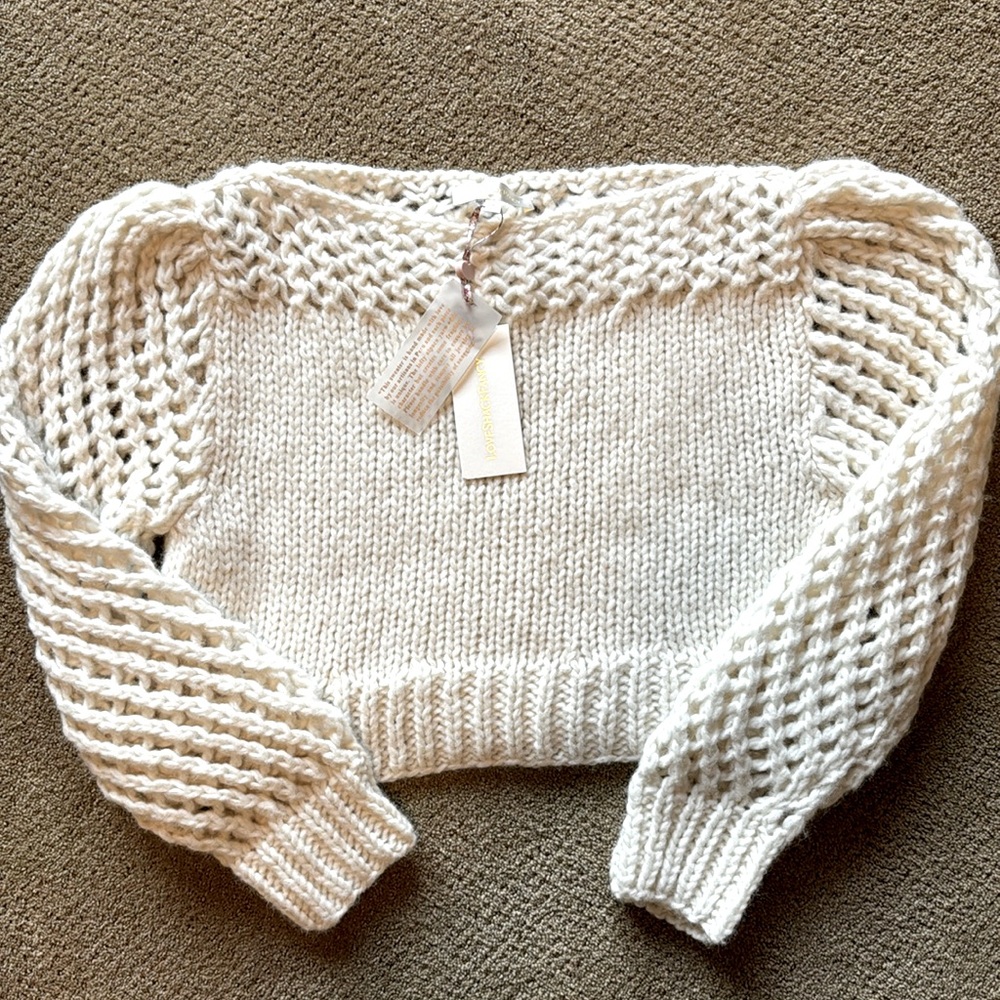 LoveShackFancy Size Small Larson Crop Pullover Sweater